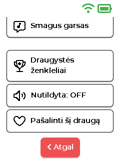 Draugo meniu – apačia