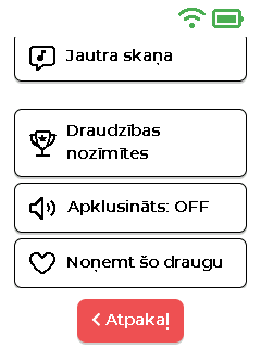 Drauga izvēlne - apakša