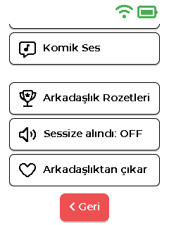 Arkadaş menüsü - alt kısım