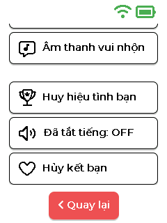 Menu bạn bè - phần dưới