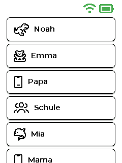 Menübildschirm — oben