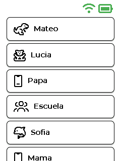 Pantalla del menú — parte superior