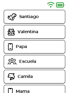 Pantalla del menú — parte superior
