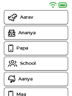 मेनू स्क्रीन — ऊपरी भाग
