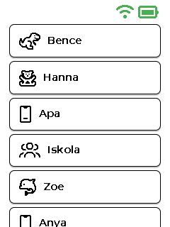 Menüképernyő — felső rész