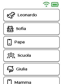 Schermata del menu — parte superiore