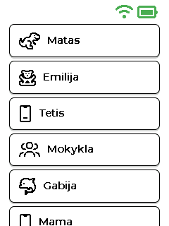 Meniu ekranas — viršus
