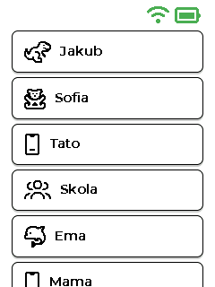 Obrazovka menu — horná časť