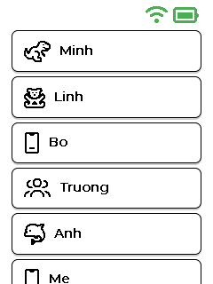 Màn hình menu — phía trên