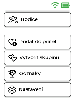 Obrazovka nabídky — dolní část
