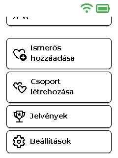 Menüképernyő — alsó rész