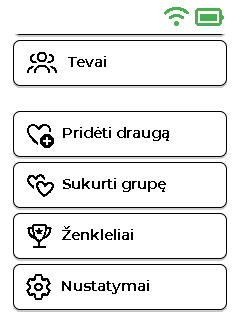 Meniu ekranas — apačia