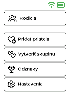 Obrazovka menu — spodná časť