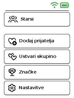 Zaslon menija — spodaj