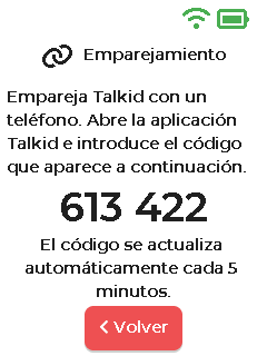 Pantalla de emparejamiento