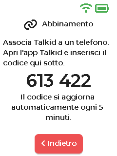 Schermata di abbinamento