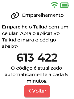 Ecrã de emparelhamento