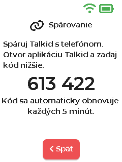 Obrazovka spárovania