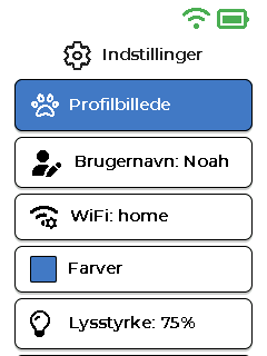 Indstillingsskærm