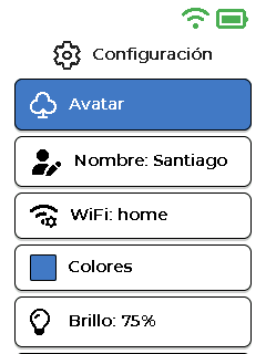 Pantalla de configuración