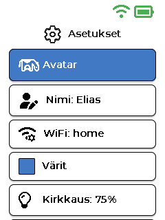 Asetusnäyttö