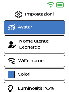 Schermata Impostazioni
