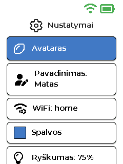 Nustatymų ekranas