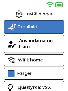 Inställningsskärm